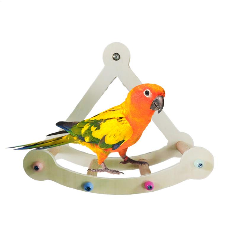 Bird Cage Swing Toy Pirate Ship Wooden Parrot Running Wheel Bird Cage Climbing Toy Resting Perches For Birds Physical Fitness