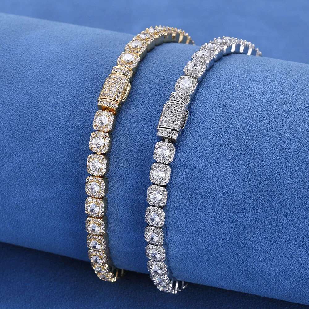 Hip Hop Jewelry 5mm Iced out Dia 5A CZ Cluster Tennis k for Women/Girl Thin Bracelet Christmas Gift