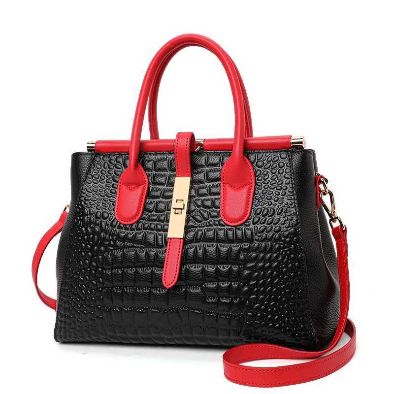 Aidrani new womens leather bag large capacity color blocking design handbag with crocodile pattern printed on the surface Z250303