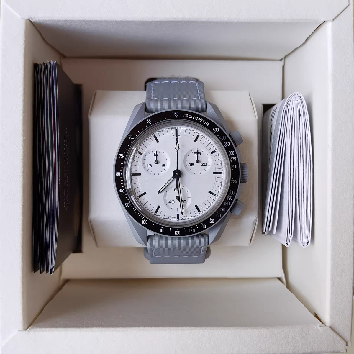 Master Series 1965 Mens BioCeramic Moon Watch - 42mm Full Function Quartz Chronograph with Mission to Mercury Dial Nylon Band