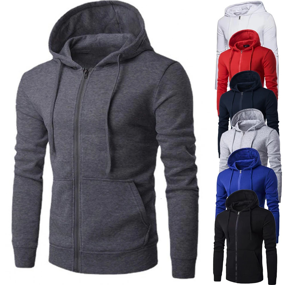 Autumn mens sportswear long sleeved jacket hooded sweatshirt zipper clre 250304