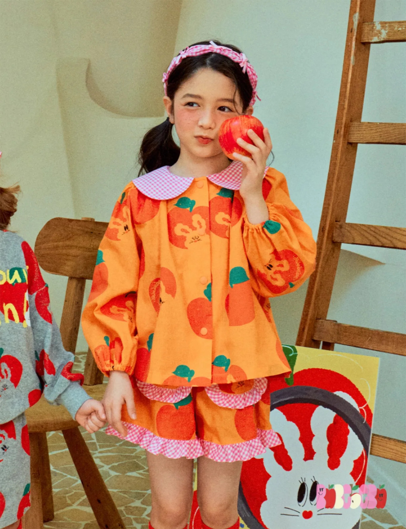 Girls Shirt Shorts Spring And Summer Printing Fashion Korean Doll Shirt Suit Cotton Sweet Cute Tops Childrens Clothing 250304