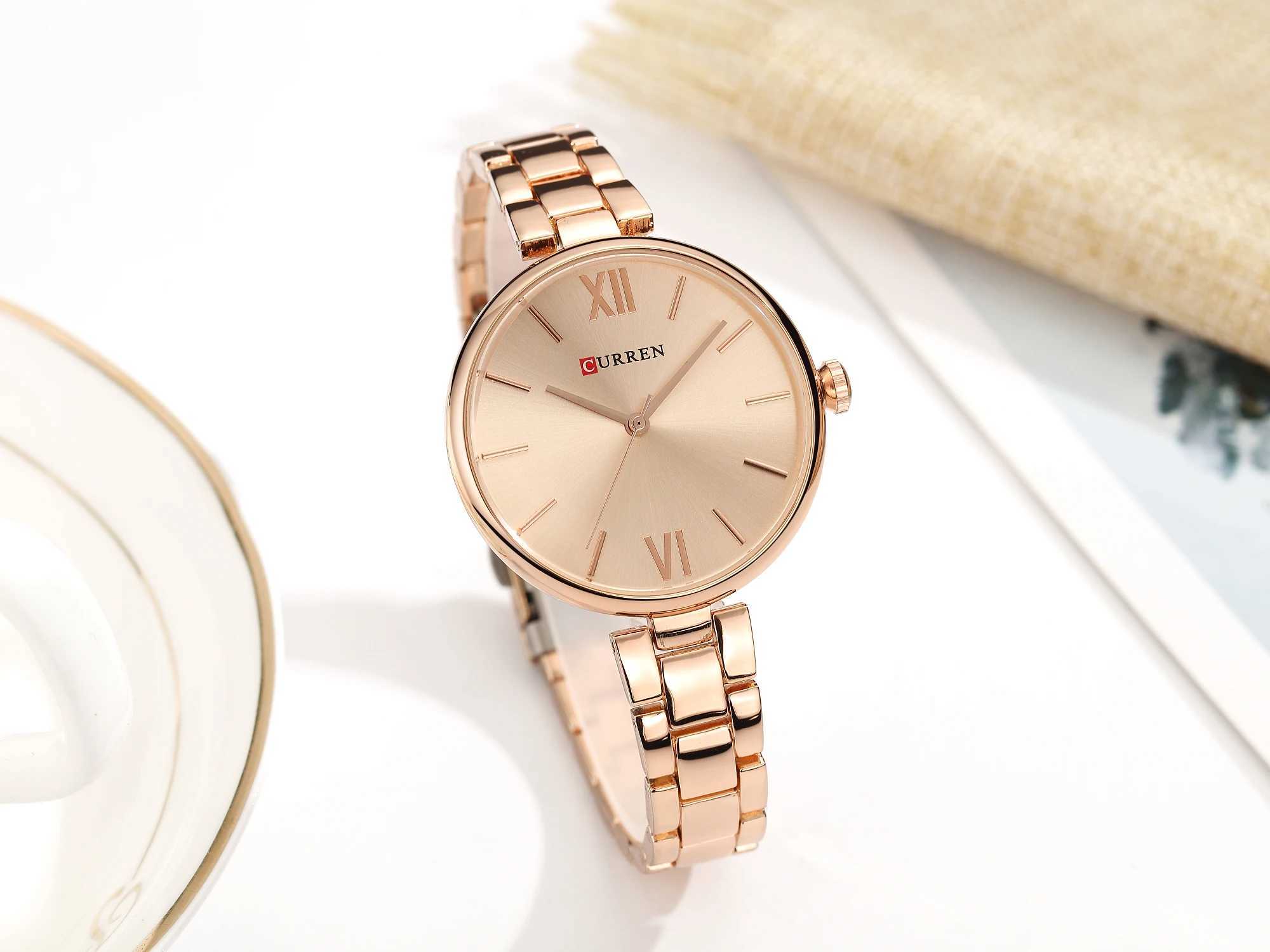 Curren 9017 Womens Elegant Three Hand Quartz Wrist Waterproof Luxury GiftXJ250304