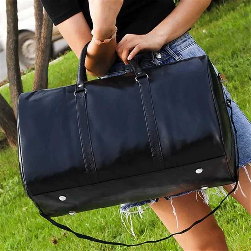 Leather Travel Bag Large Duffle Independent Big Fitness Bags Handbag Bag Luggage Shoulder Bag Black Men Fashion Zipper Pu Bag Y250304