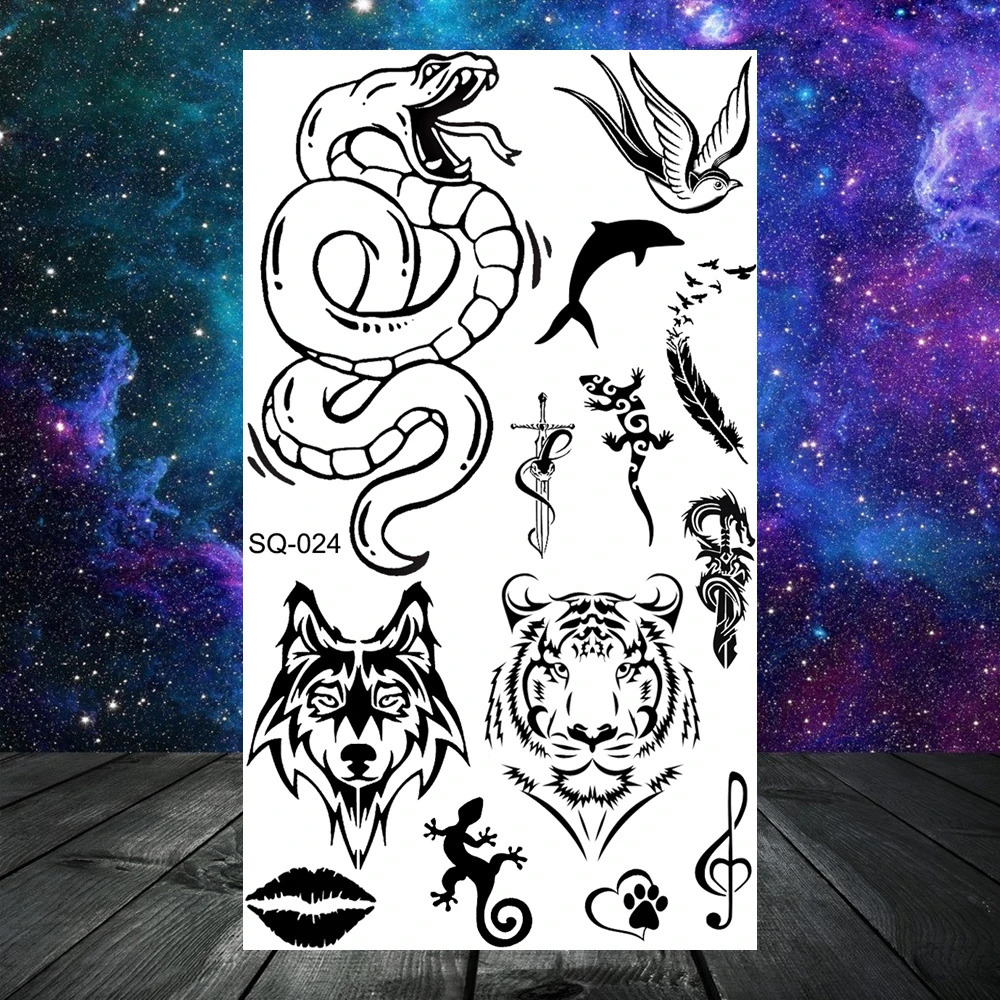 Little Wings Skull Infinity Temporary Tattoos For Women Men Adult Butterfly Snake Realistic Tattoo Body Maple Leaf 250219