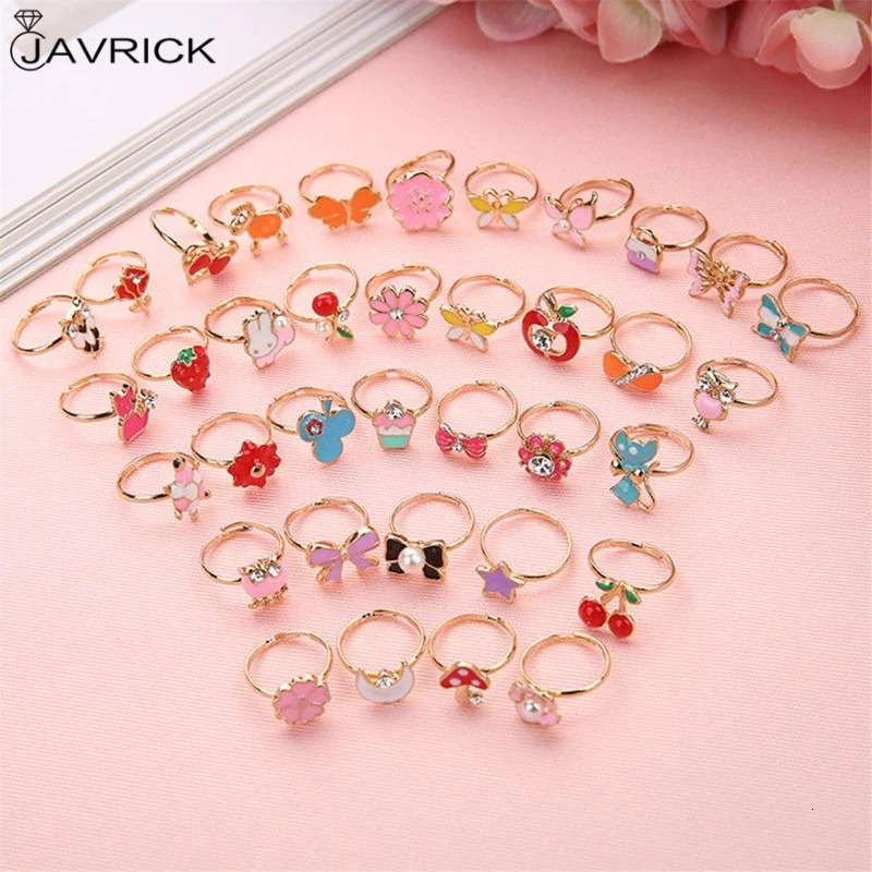 36 pieces of fancy adjustable cartoon rings party discount childrens and girls action character toys randomly delivered 250304