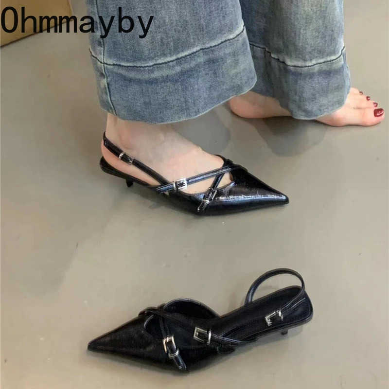 Summer Pointed Toe Wen Sandals Fi Shallow Singbacks Shoes Ladies Elegant Dancing Party Pumps Z250304