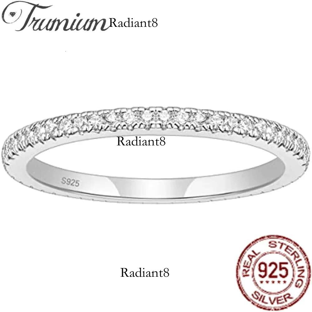 Trumium 2mm Real s Sterg Sier Wedding Band Cubic Zirconia Full Eternity Stackable Engagement Rings for Women Girls Gifts
