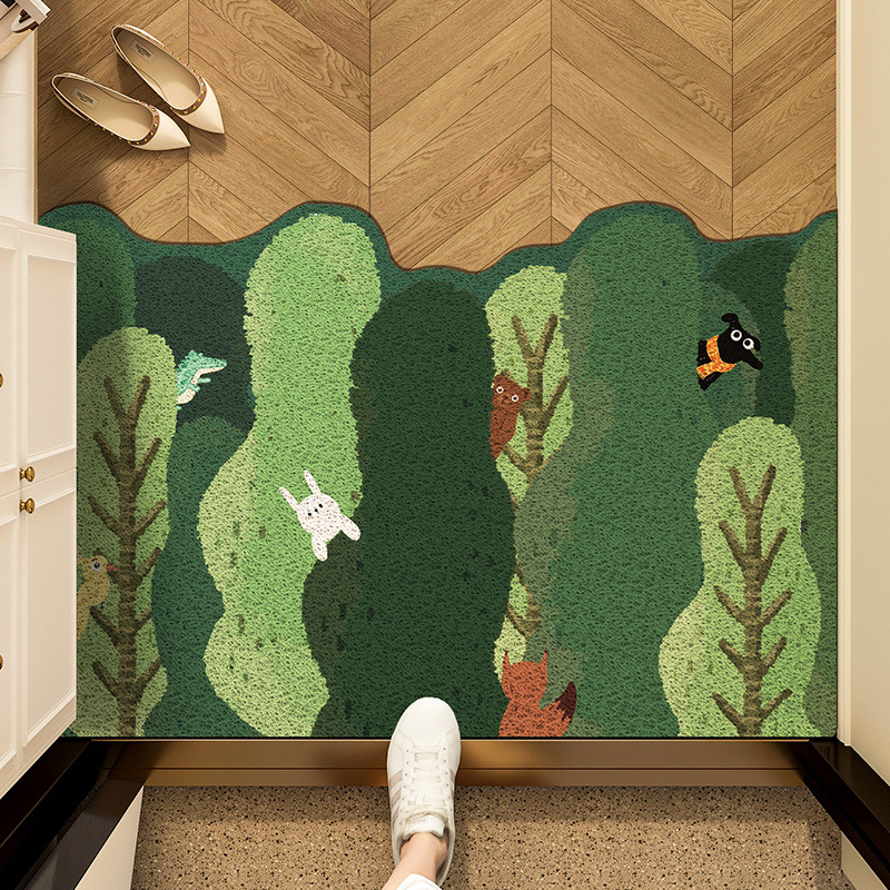 Green Entrance Mats for Entrance Doors, Easy To Maintain and Resistant To Dirt, Silk Ring Mats