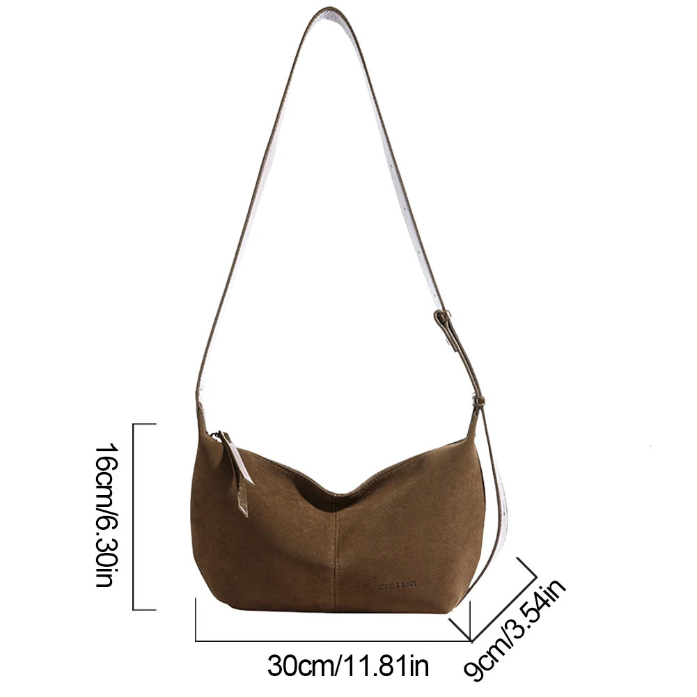 Ship from US Women Suede Crossbody Bag Multipocket Shoulder Adjustable Strap Hobo Zipper Handbag for Work Travel 250304FBB