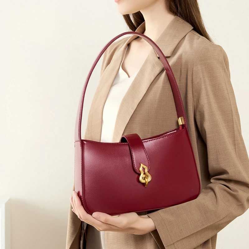 YANATARI designer luxury wine red pocket suitable for women leather half moon bag shoulder strap handbag fashion bag Z250303