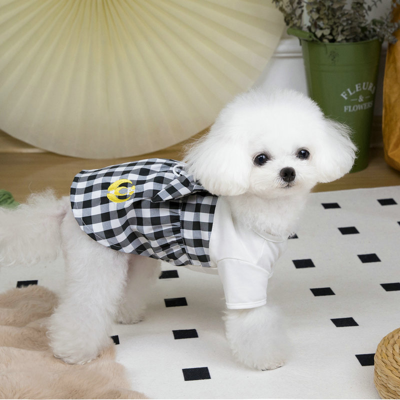 Plaid Dog Dress with D leash Ring Dog Cat Summer Clothes Designer Dog Clothes