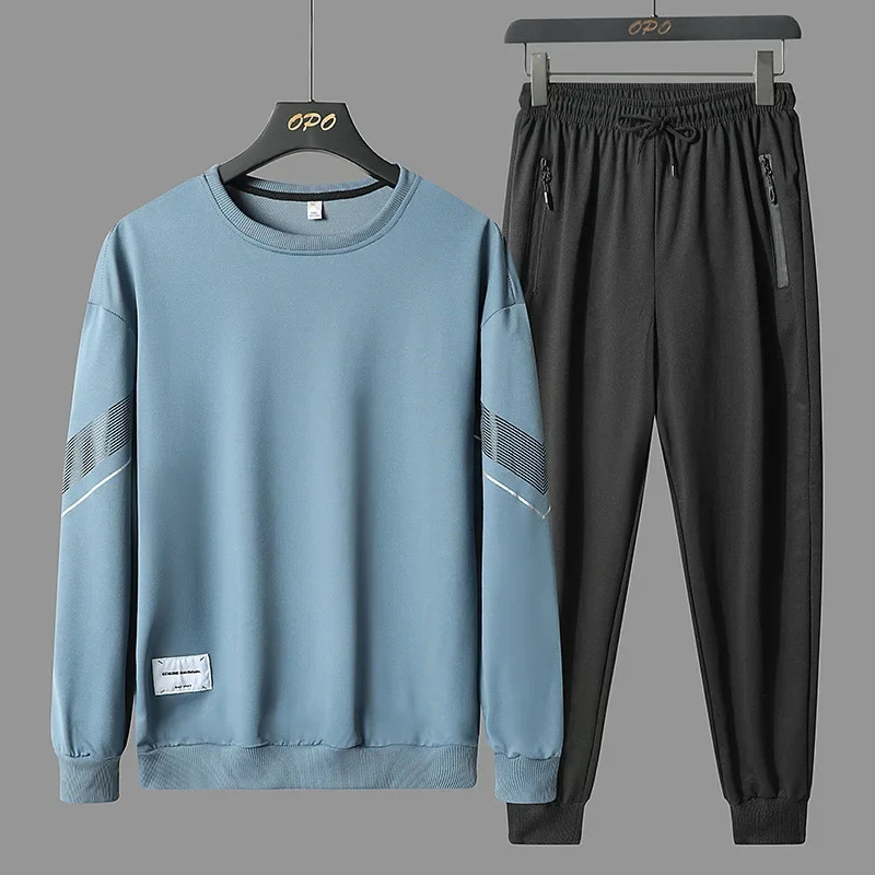 mens casual long sleeved twopiece sports shirtpants set hiphop fashion streetwear autumn 5XL 250224Z