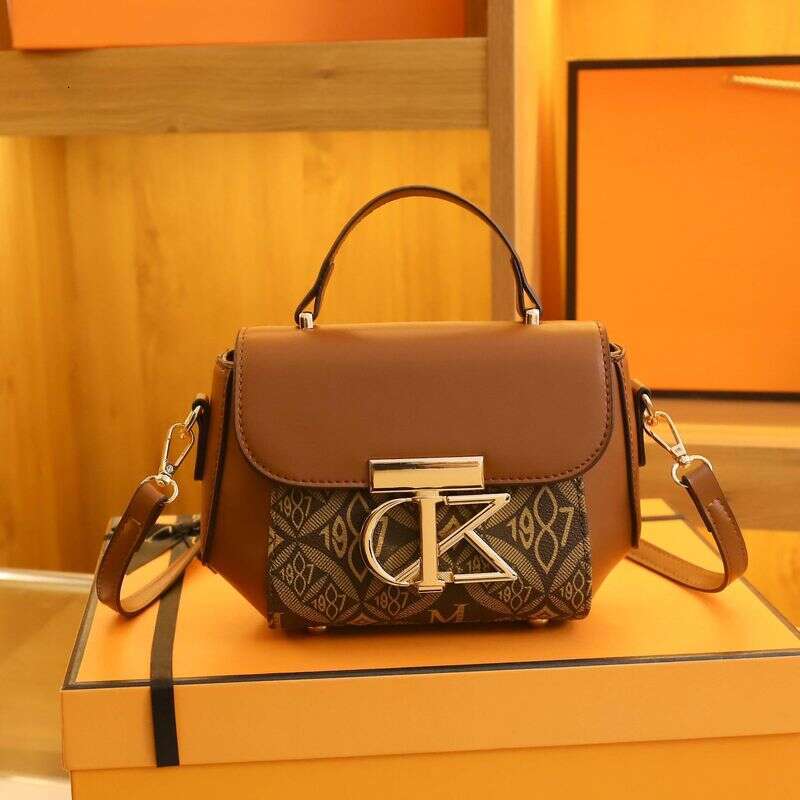 Women's Bags New High-End Print Splicing Small Square Bag Shoulder Crossbody Handbag
