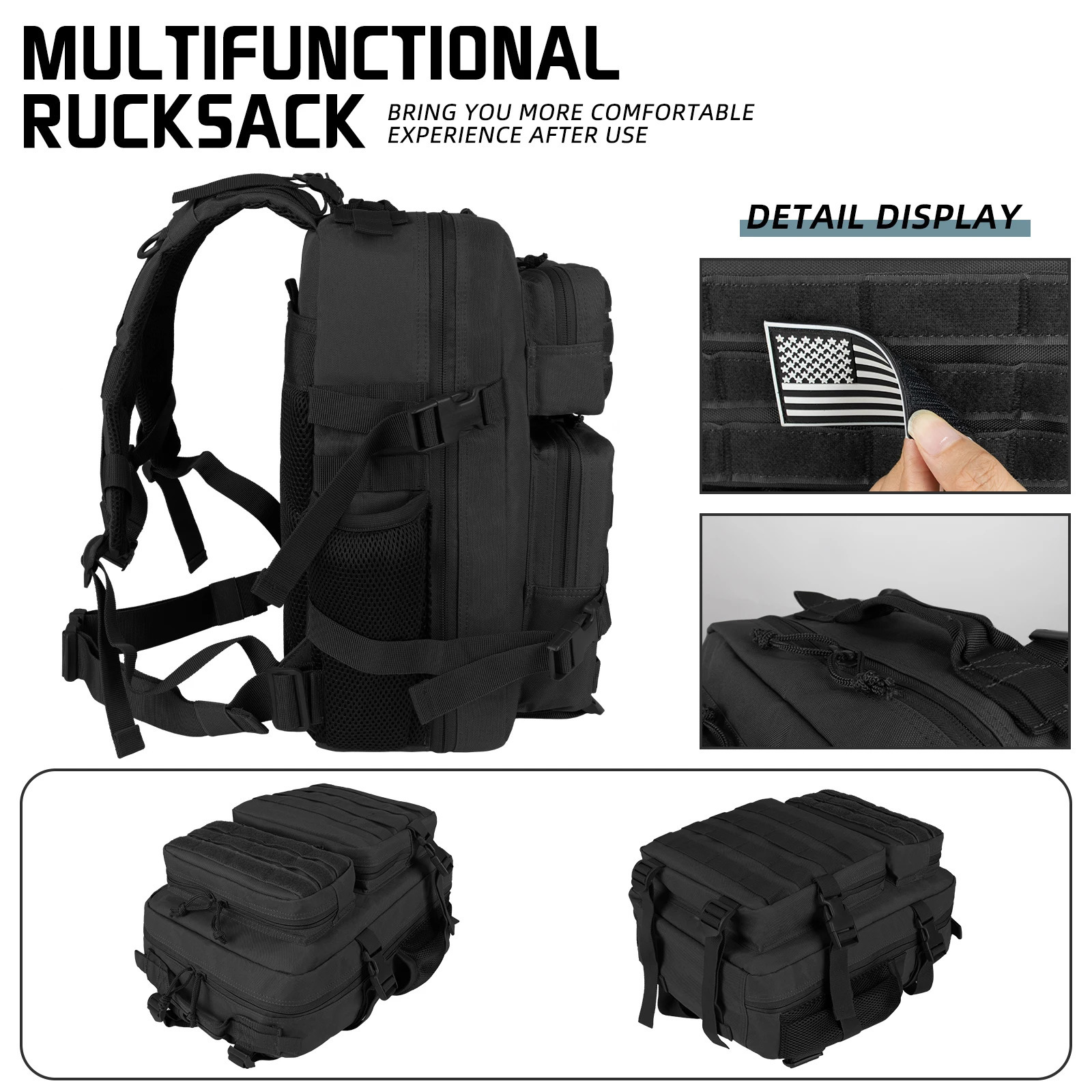 Ship from US School Bags Large Capacity Mens Waterproof Backpack Simple Multilayer 25L Men Tactical Softback Outdoor 250304FBB