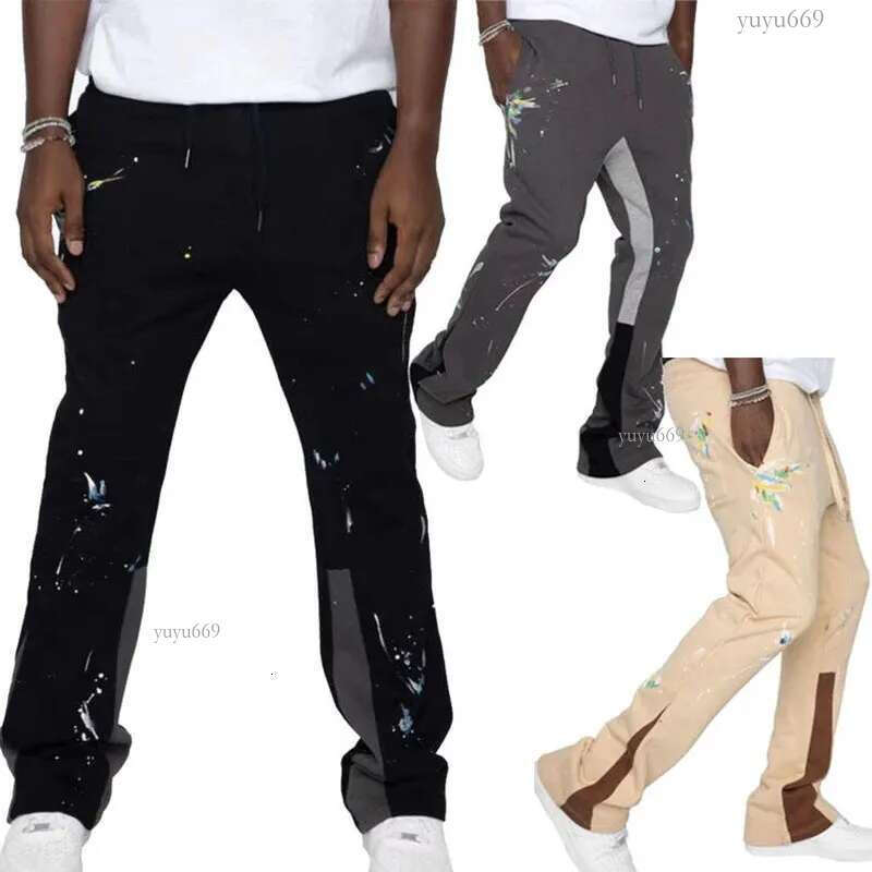 Pants High Men's Quality Trousers Pants Fleece Joggers Flared Sweatpants Men Stacked Sweat 2