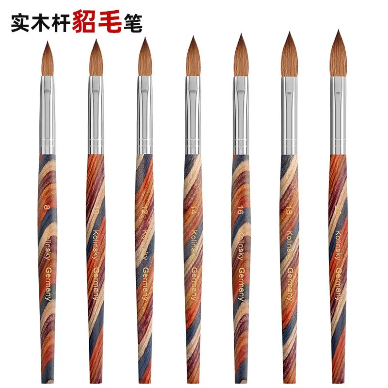 Tianmi 100% pure Kolinsky nail brush bar wooden nail pen UV gel polishing extender hand painting brush 250304