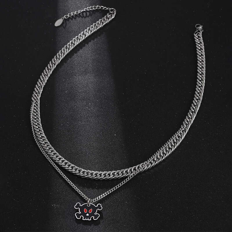 IMI Devil Pendant Thick Cuban Necklace Clavicle Chain Titanium Steel Couple Hip Hop Niche Design YL449