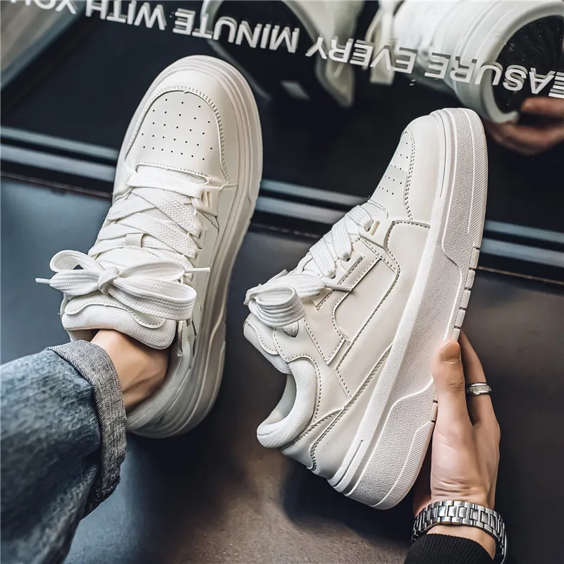 Street Yellow Skateboard Shoes Men Fashion n Leather Platform Sneakers Men Original Outdoor Non-slip Mens Casual Sneakers 250228