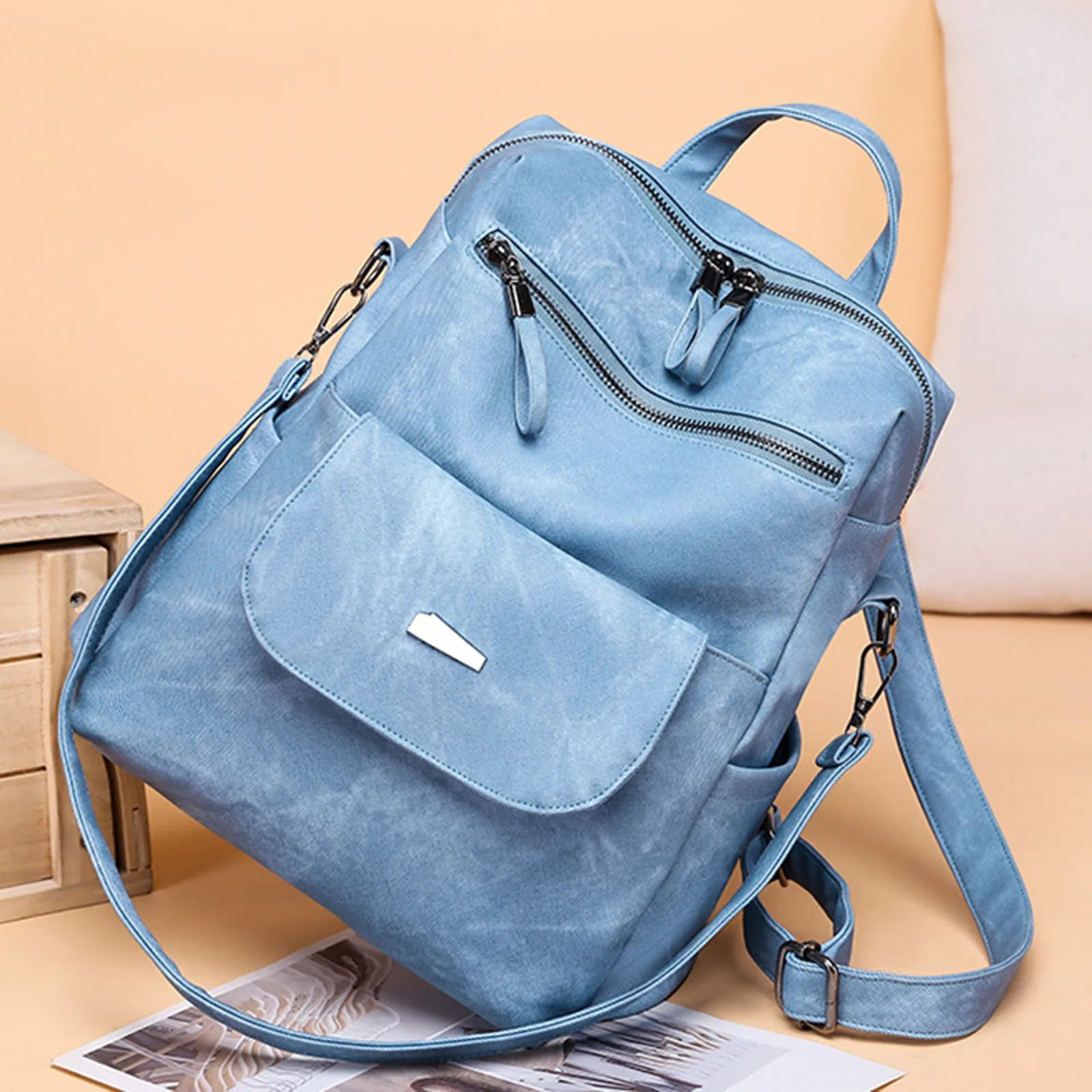 Ship from US Backpack with backpack womens student fashion high school leisure large capacity shoulder strap travel 250304FBB