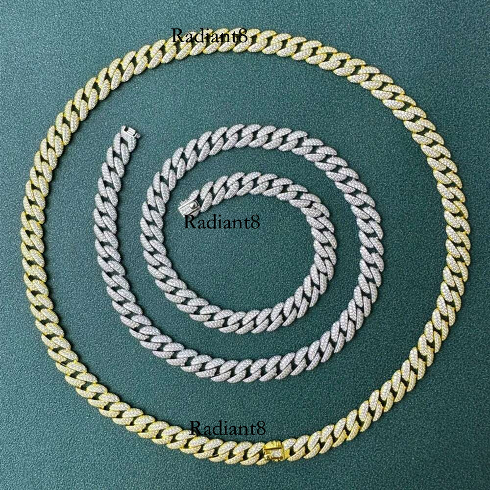 WUIHA Sterg Sier Sparkg Synthetic Moissanite Dia Miami Cuba 8MM Chain Necklace Hiphop Rock Jewelry Free Shipping