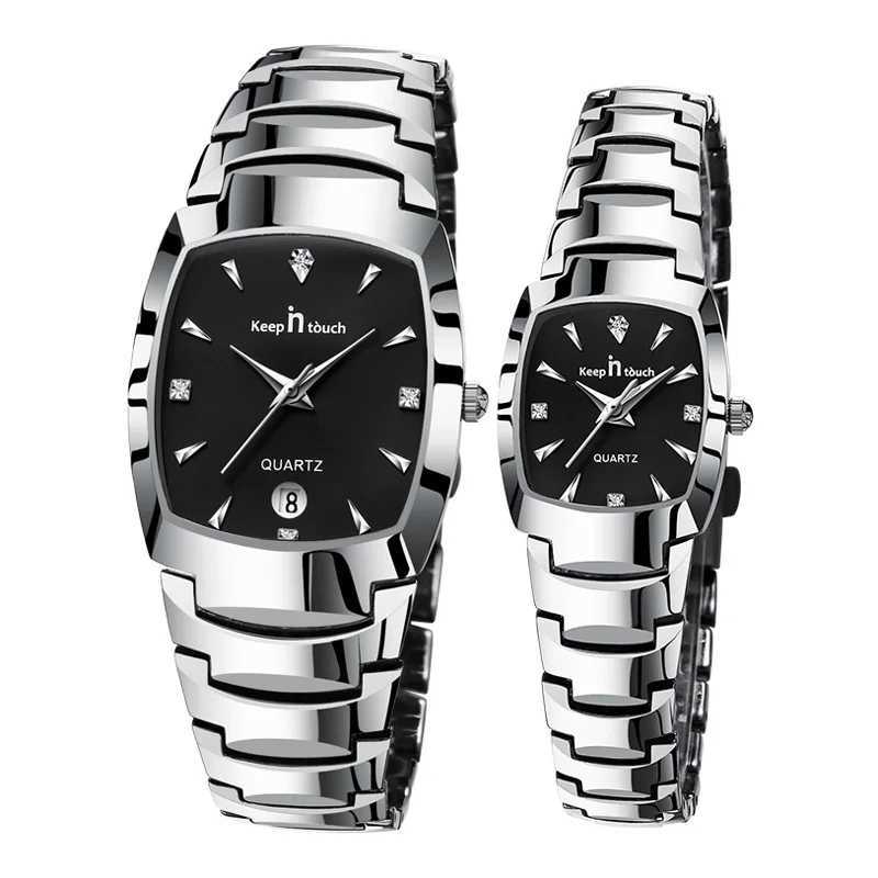 Fashion Men Women es Couple Items For rs Stainless Steel Quartz Date Clock Casual Busin Style His Hers SetsXJ250304
