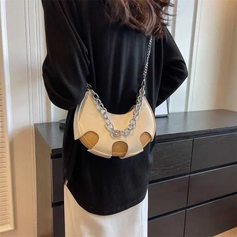 Brand Designer PU Leather Womens Shoulder Bag Simple Chain Crossbody Bag Hobos Handbag Y250303
