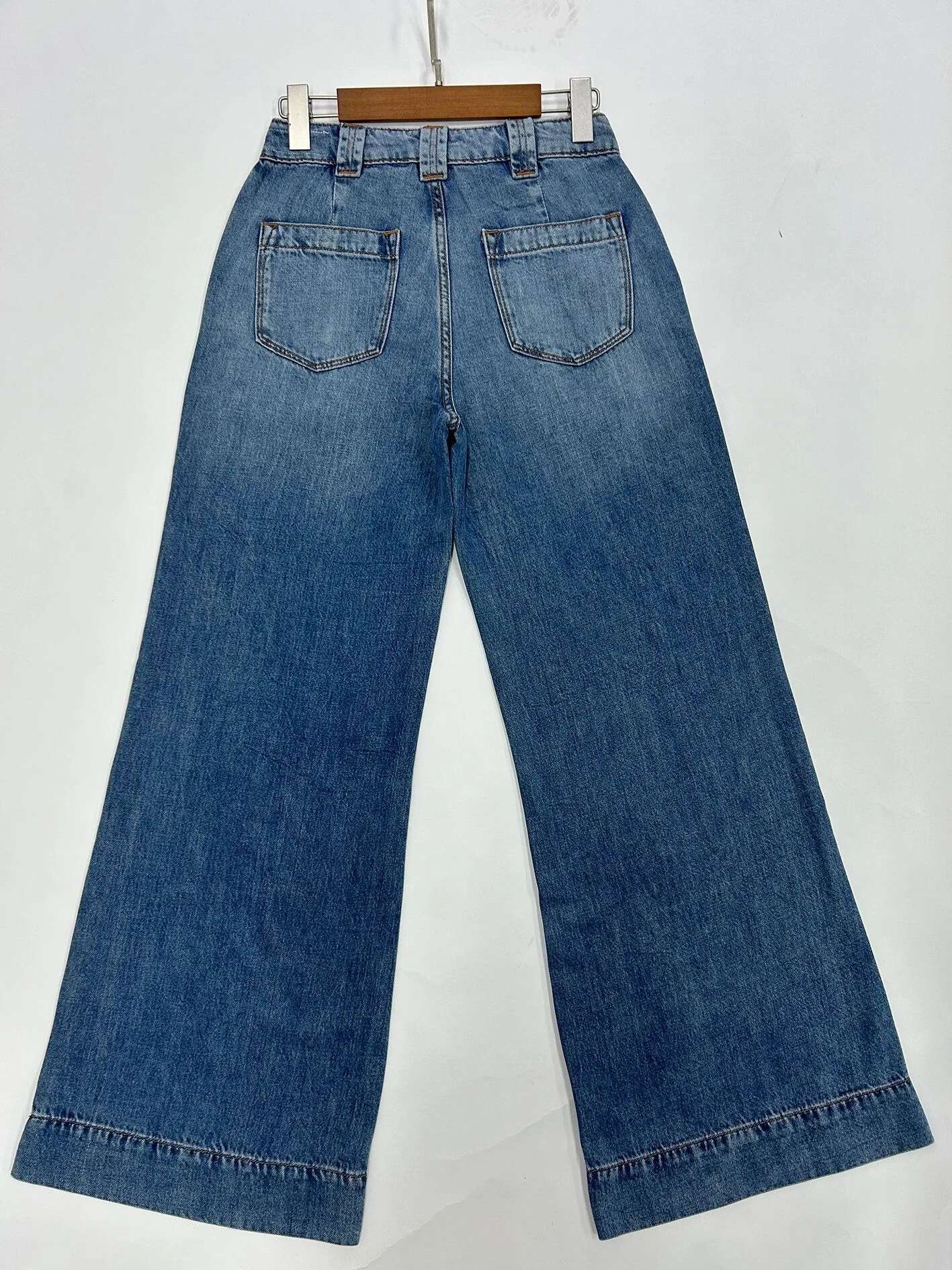 2024 New Blue Denim High Waist Loose Long Jeans Pants For Women Retro