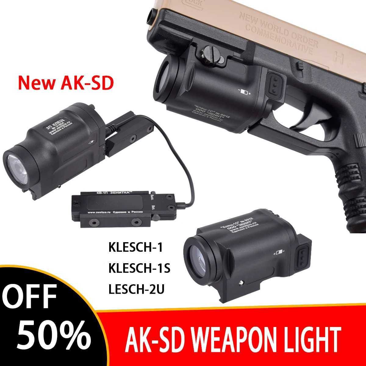 D Powerful Flashlight Zenitco AK-SD Tactical Metal KSCH 2U Weapon Light Fit 20mm Rail With Switch Hunting Gun LightXJ250303