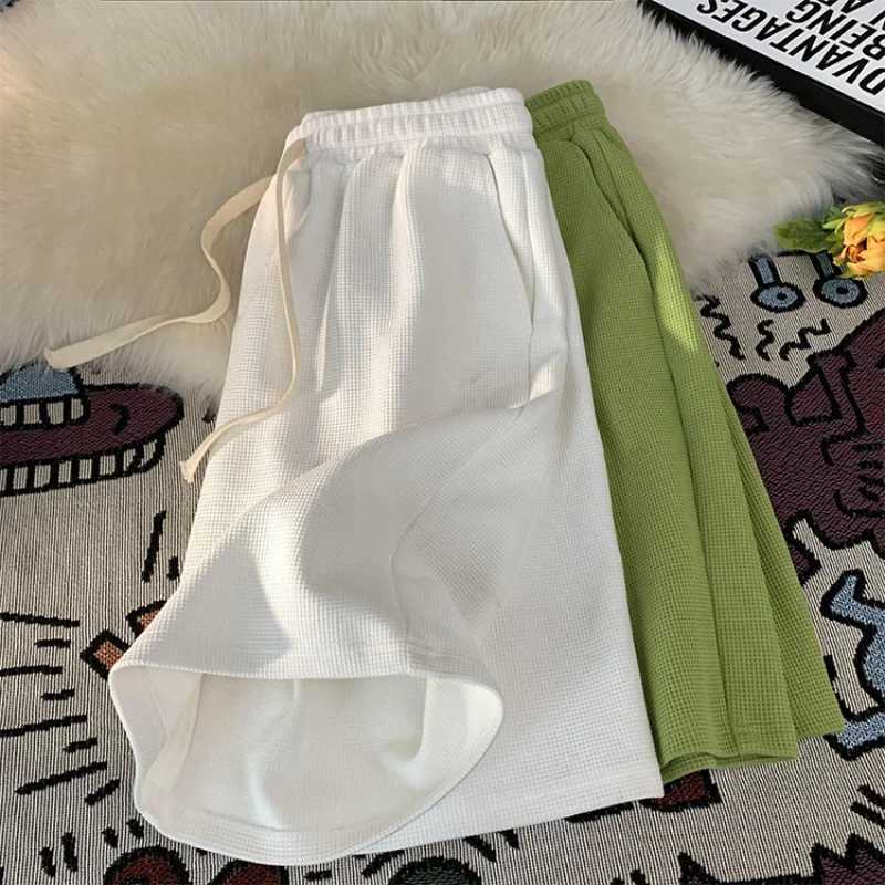 Simplicity Solid Color Loose Motion Pocket Mens Shorts High Quality Waist Drawstring Street Casual All-match Male ShortT250304