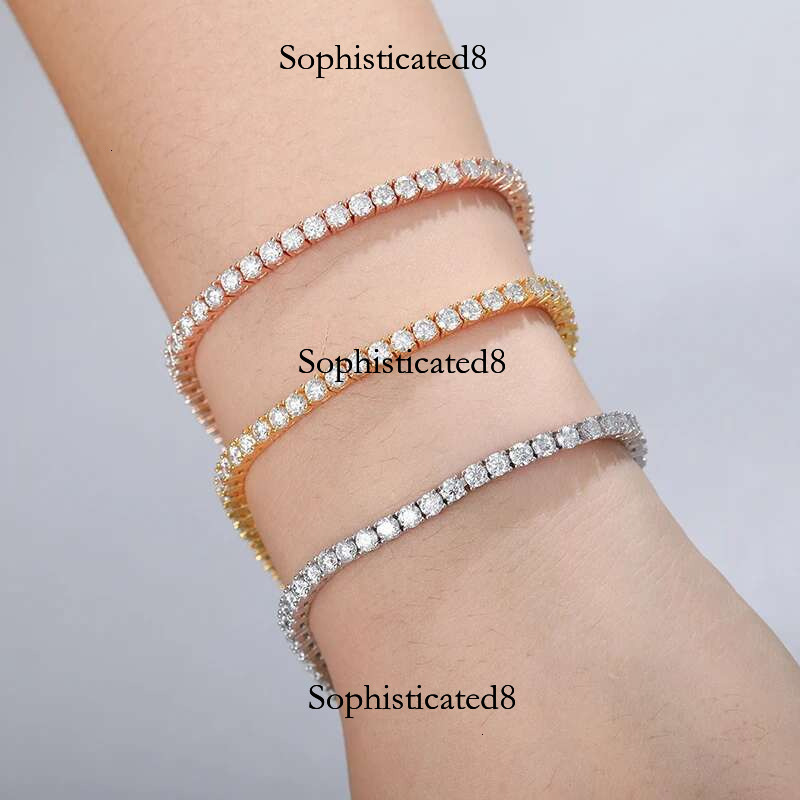 3mm-6mm Moissanite Tennis Sterg Sier Iced Out Zircon Bracelet For Women Men Jewelry