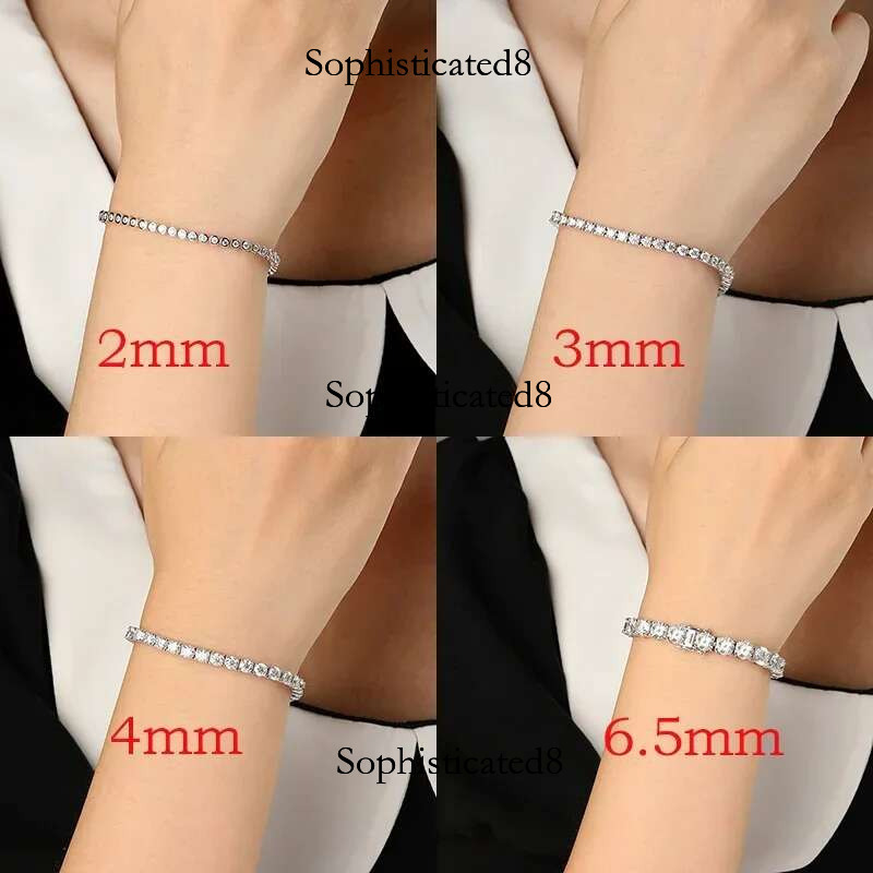 Smyoue 2-6.5mm Real Moissanite Tennis Bracelet for Women Christmas Gift Platinum Plated 100% Sterg Sier Wedding Jewelry