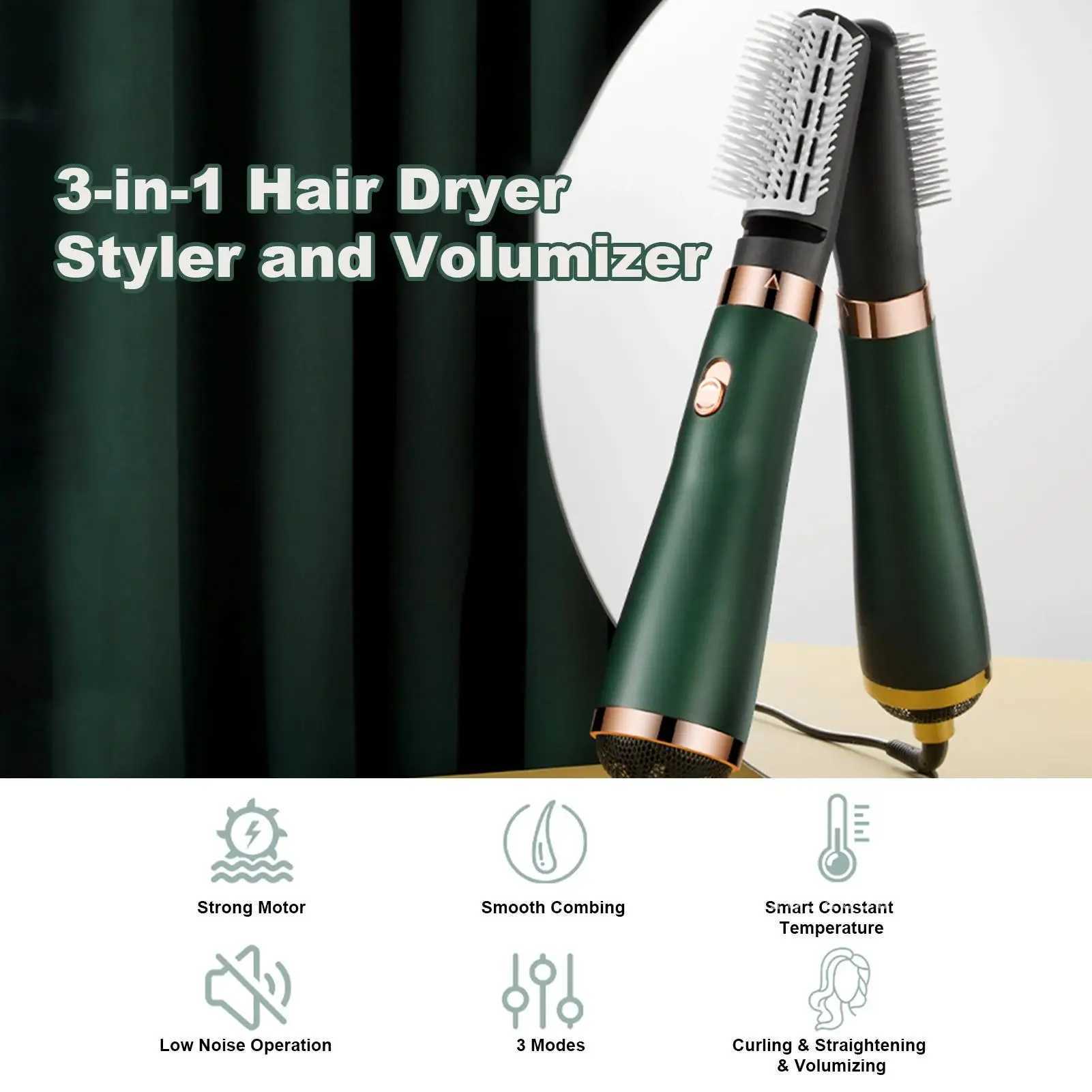 Curling Irons 2021 New Womens Hair Ionic Brush Styling Machine Lightweight 3-in-1 Brush Drying Machine Styling Brush Warehouse Tool Hot RU Air Blowers