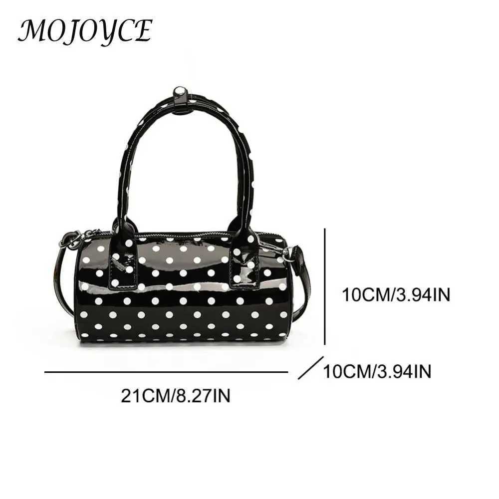 Shoulder Bag for Women Polka Dot Mini Top Handle Purse PU Leather Barrel Shape Cute Handbag Adjustable Strap Clutch Purse Y250303