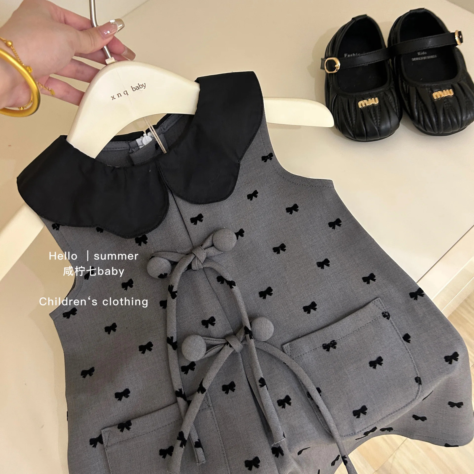 Girls Summer Dress Fashion Bow Casual Childrens Vest Skirt Preschool Clothing 250303
