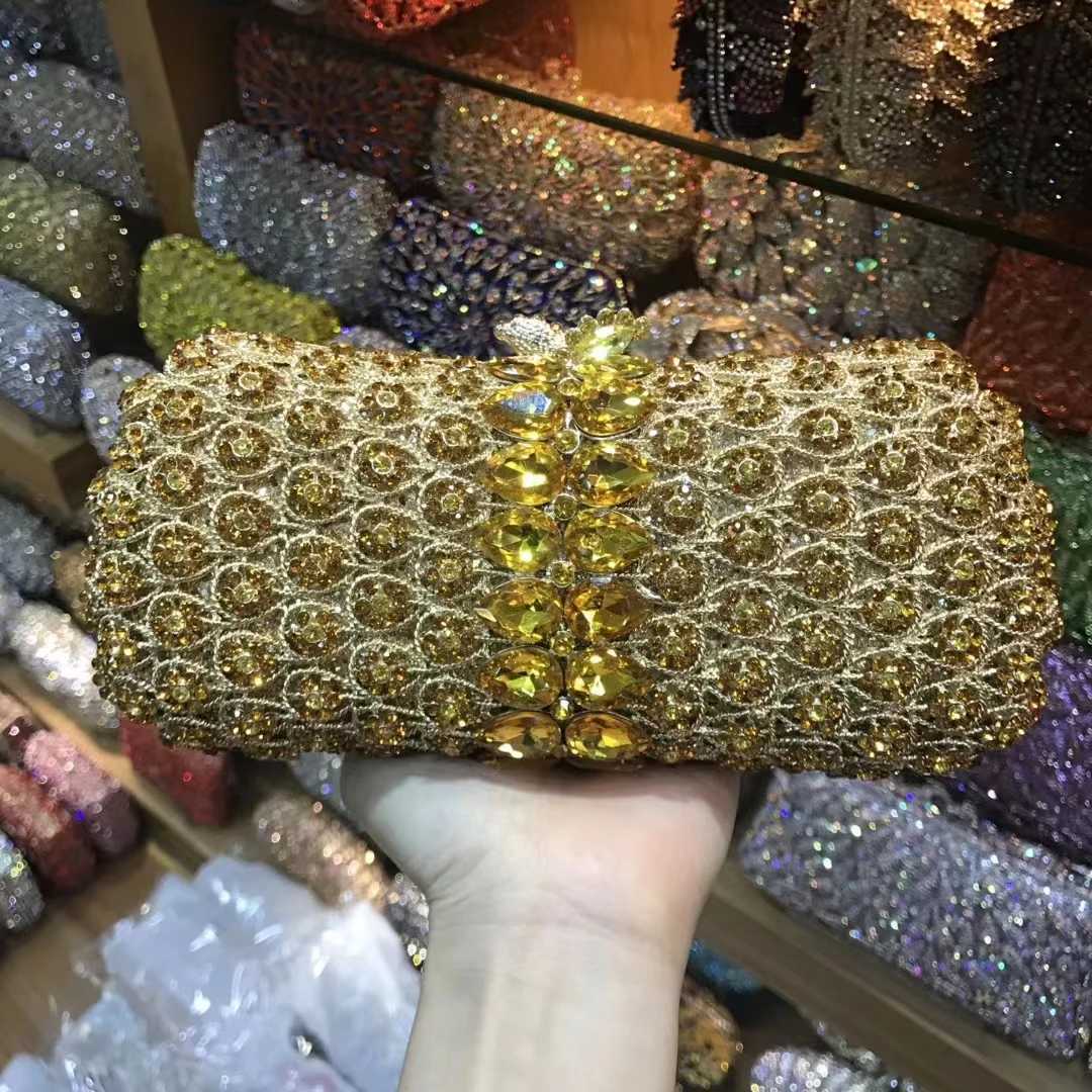 XIYUAN Gold/Grey/Red/Silver Big Stone Evening Bags Bridal Wedding Rhinestone Clutches Bag Handbags and Purses Party Clutch Purse Z250303