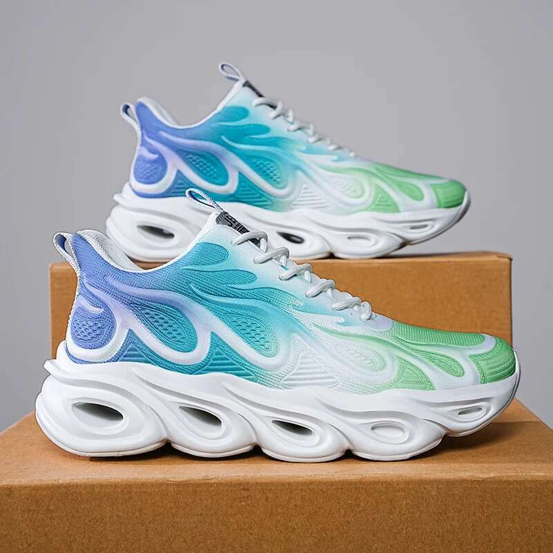 Mens Running Big Size Outdoor Sports Breathable Flat Soft Cushioning Walking Shoes 2025 Trendy Mesh Sneakers Man