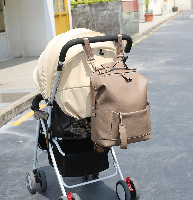 PU Leather Diaper Bag Backpack Waterproof Maternity Bag for Stroller Baby Mummy Bags PU Nappy Bag Large Capacity Bottle bag 250304