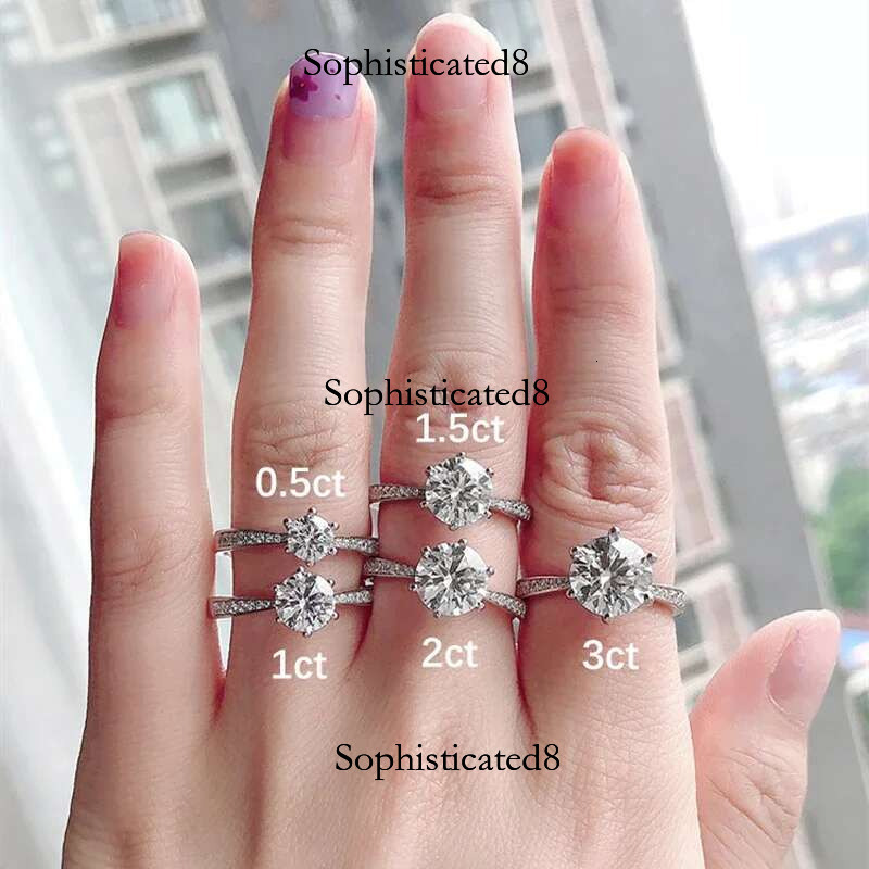 NKHOG Real 3 Moissanite Rings For Women Sterg Sier Classic 6 Claws Engagement Band Jewelry Romantic Wedding Ring