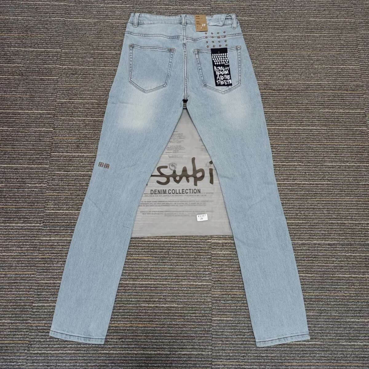 New KSUBI Cross Men High Street Wash Light Blue Hole Trend Low Rise Skinny Pants Daily Casual Ripped Frayed Jeans Brand