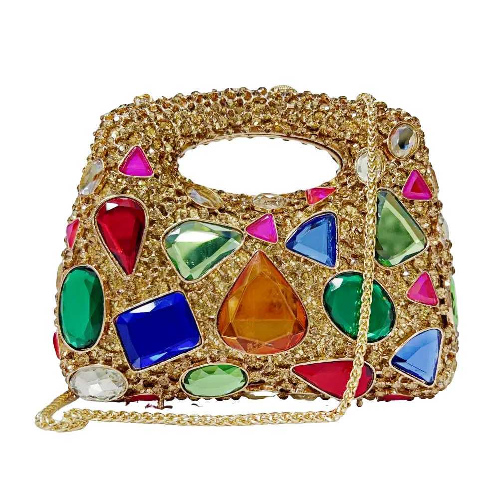 XIYUAN Crystal Clutch Wallet Womens Luxury Evening Bag Party Diamond Shoulder Bag Cocktail Water Diamond Handbag Ruby Wallet Z250303