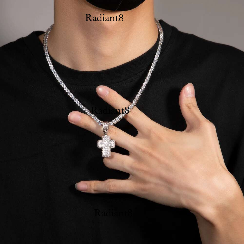UWIN Pendant Full Iced Out Necklaces for Women Men Cubic Zircon Cross Charms Baguettecz Hip Hop Accessories Jewelry