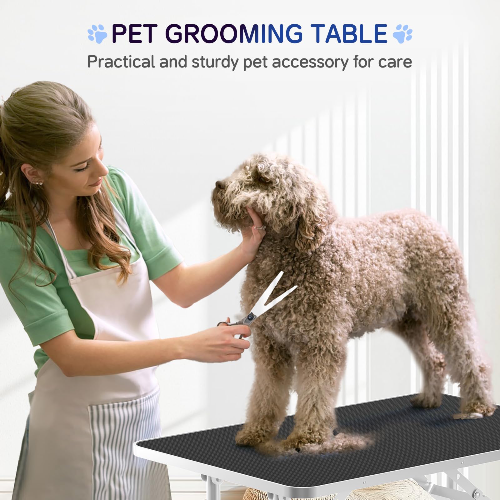 Unovivy Dog/Pet Grooming Table Foldable Height Adjustable - 46-inch Portable Dog Grooming Table with Arm Noose & Mesh Tray, Maximum Capacity Up to 300