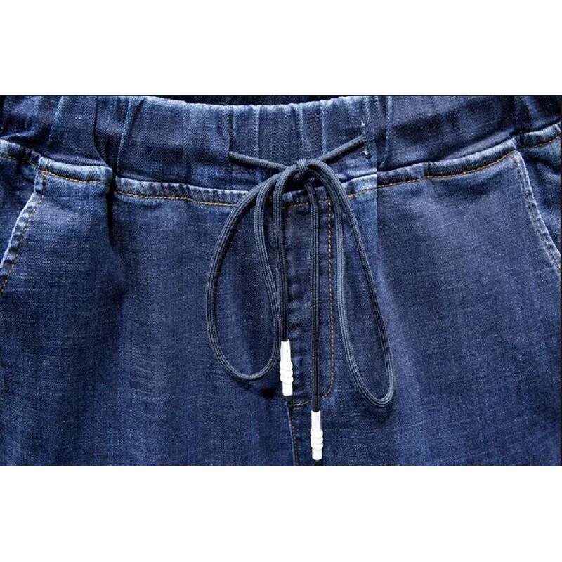 Plus Size S-7Xl Men Jogger Jeans Casual Fashion Stretch Elastic Loose Slim Denim Pants Streetwear Hip Hop Drawstring
