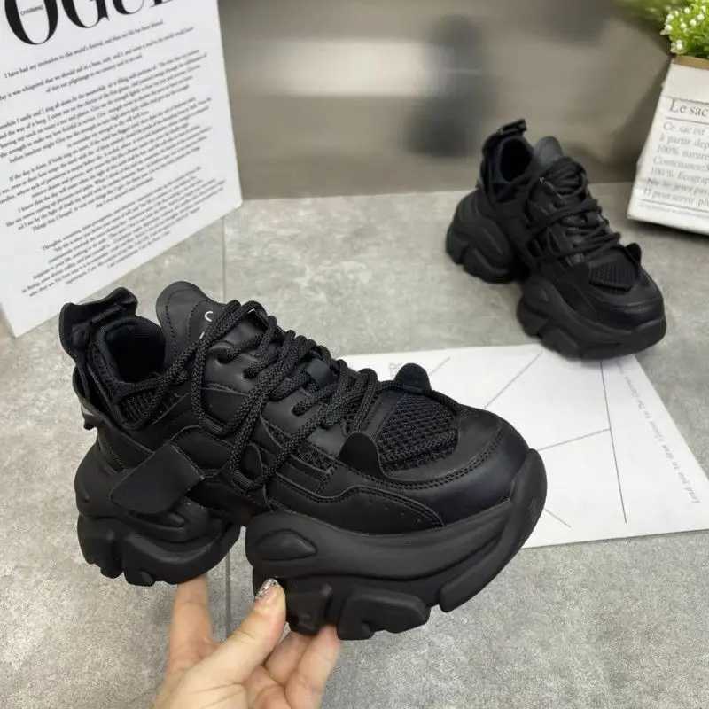 Trendy Mesh Dad Shoes for Women 2024 Autumn New Style Thick Sole Height Increasing Versatile Casual Sports Vulcanized ShoesC250304