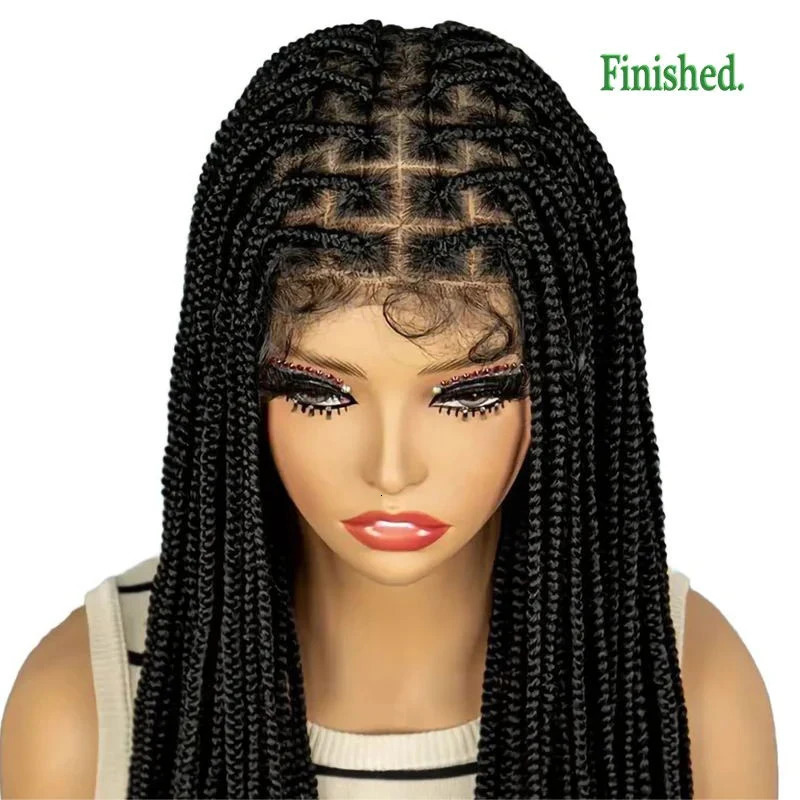 pre-knot full lace cap knotless Box Braid double lace Wig cap for Black WomenBaby hair cornrow braided wigs full hd lace 250228