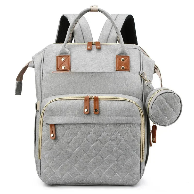 Mummy Backpack With Foldable Crib Soft Mattress Multifunctional Mommy Bags Baby Bottle Insulation Storage Bags Diaper Organizer 250304