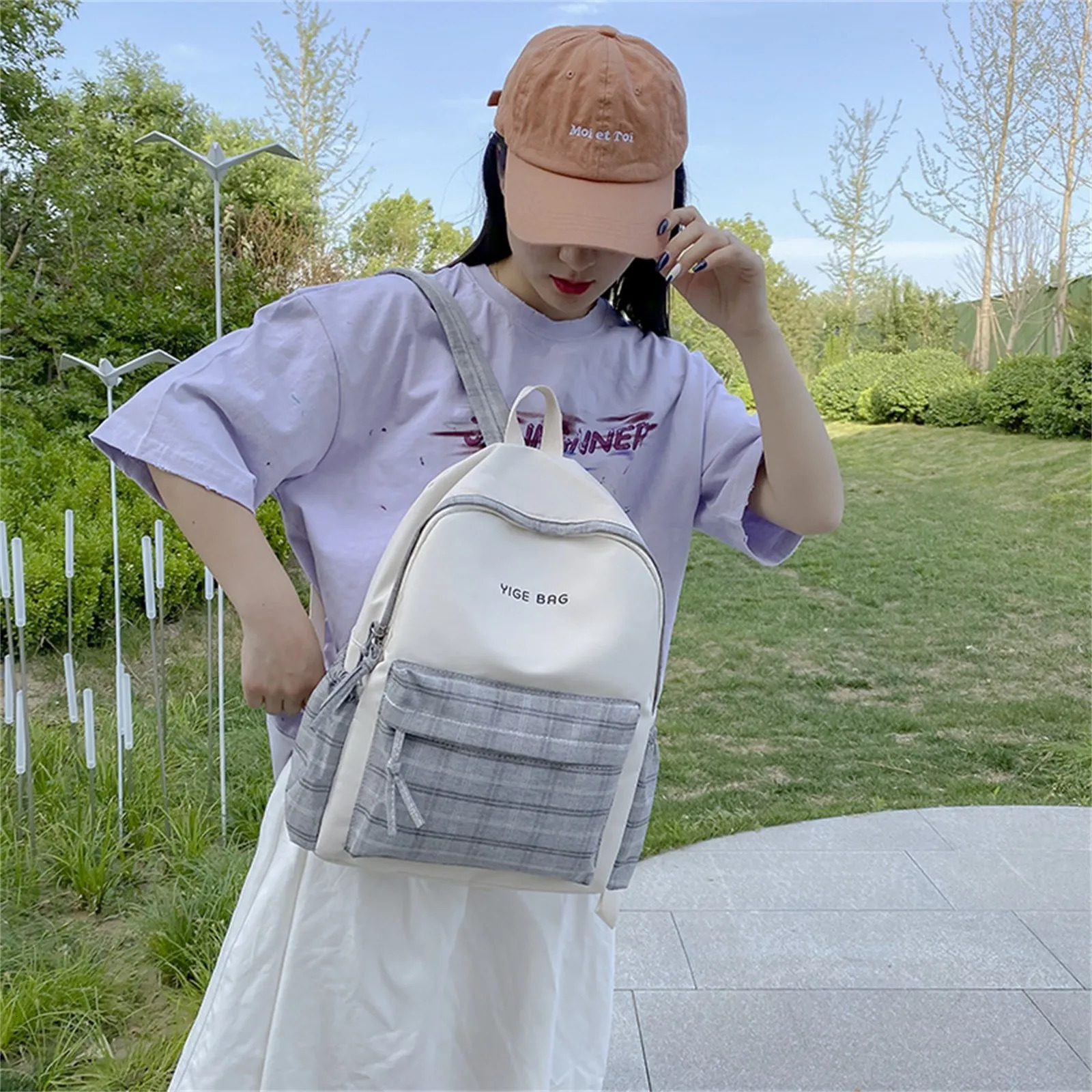 Ship from US Fashion Womens Backpack Girls School Season Student Zipper Flat 250304FBB