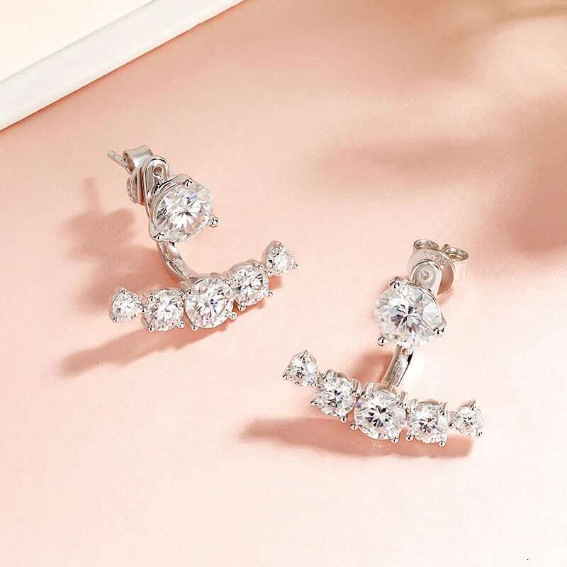 Smyoue 4.6CTTW Full Moissanite Stud Earrings for Women Sparkly Simulated Dia S Sterg Sier Ear Jewelry Christmas Gift