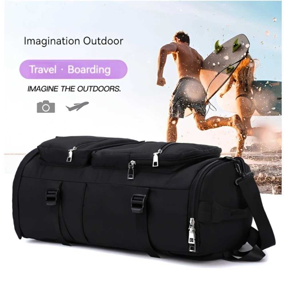 Large Capacity Waterproof Duffel Bag with Dry-Wet Separation Shoe Compartment and Adjustable Shoulder Strap for Travel Sports Y250304